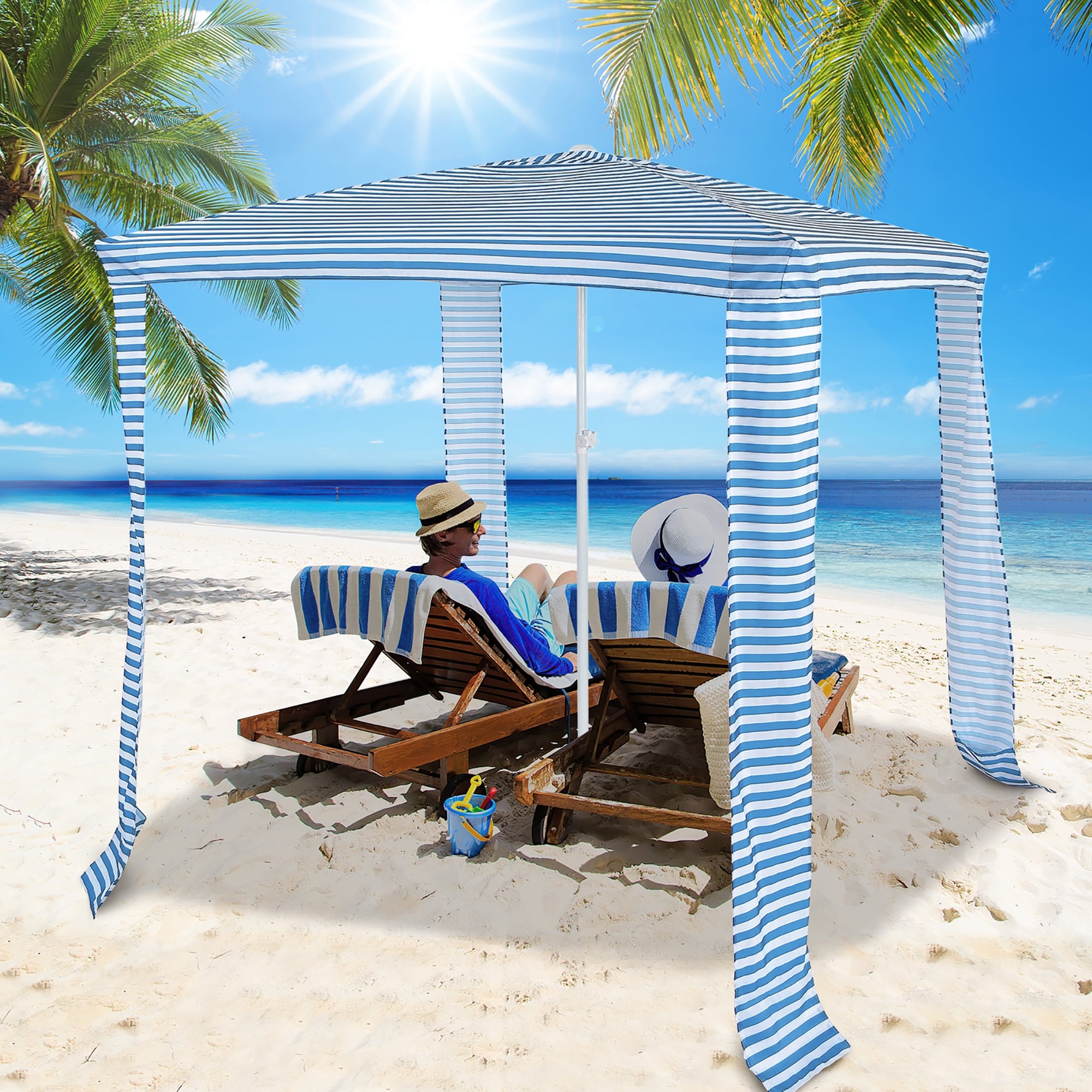 Foldable Beach Cabana Easy Set up Beach Canopy W Carry Bag Navy Blue On Sale Bed Bath Beyond 37404055